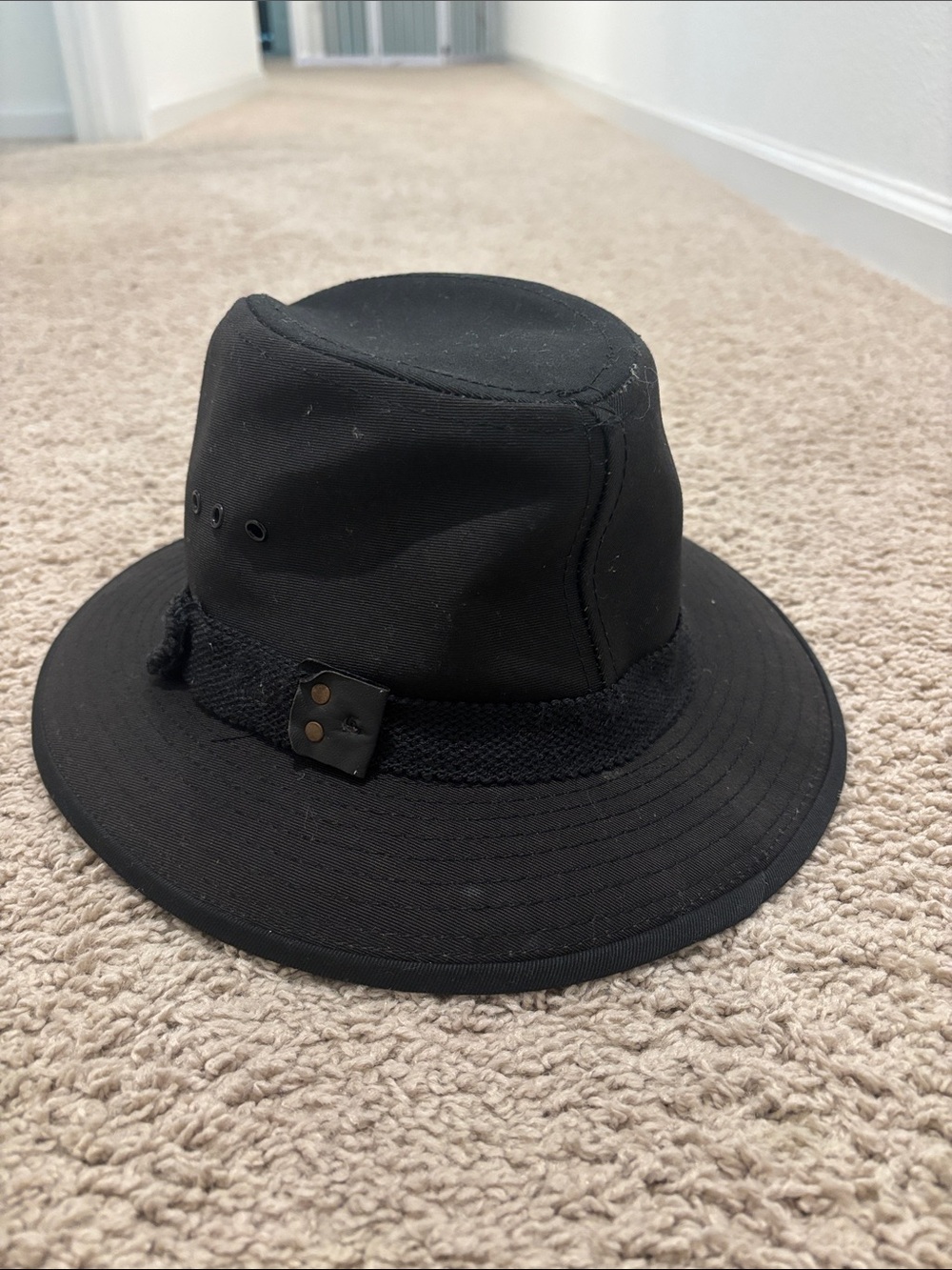 Vintage Panama Jack Black Canvas Safari Hat Medium Made in USA